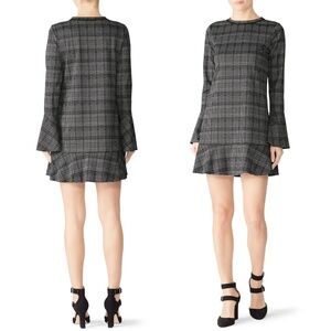 Michael Stars Plaid Flounce Mini Dress Gray and Black Plaid $198 - Size S